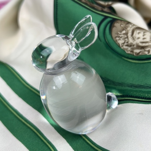Vintage Crystal Glass Bunny Rabbit Paperweight Clear solid Flat Bottom 2.5” tall - Picture 11 of 13